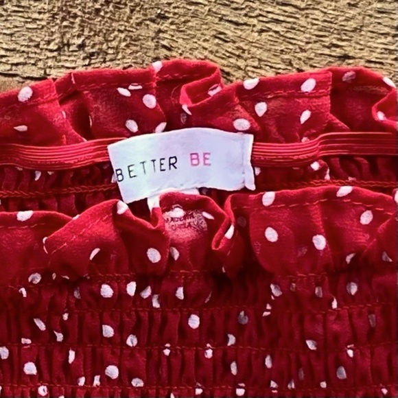 ADORABLE Red White Polka Dot Smocked Crop Top - Picture 6 of 9
